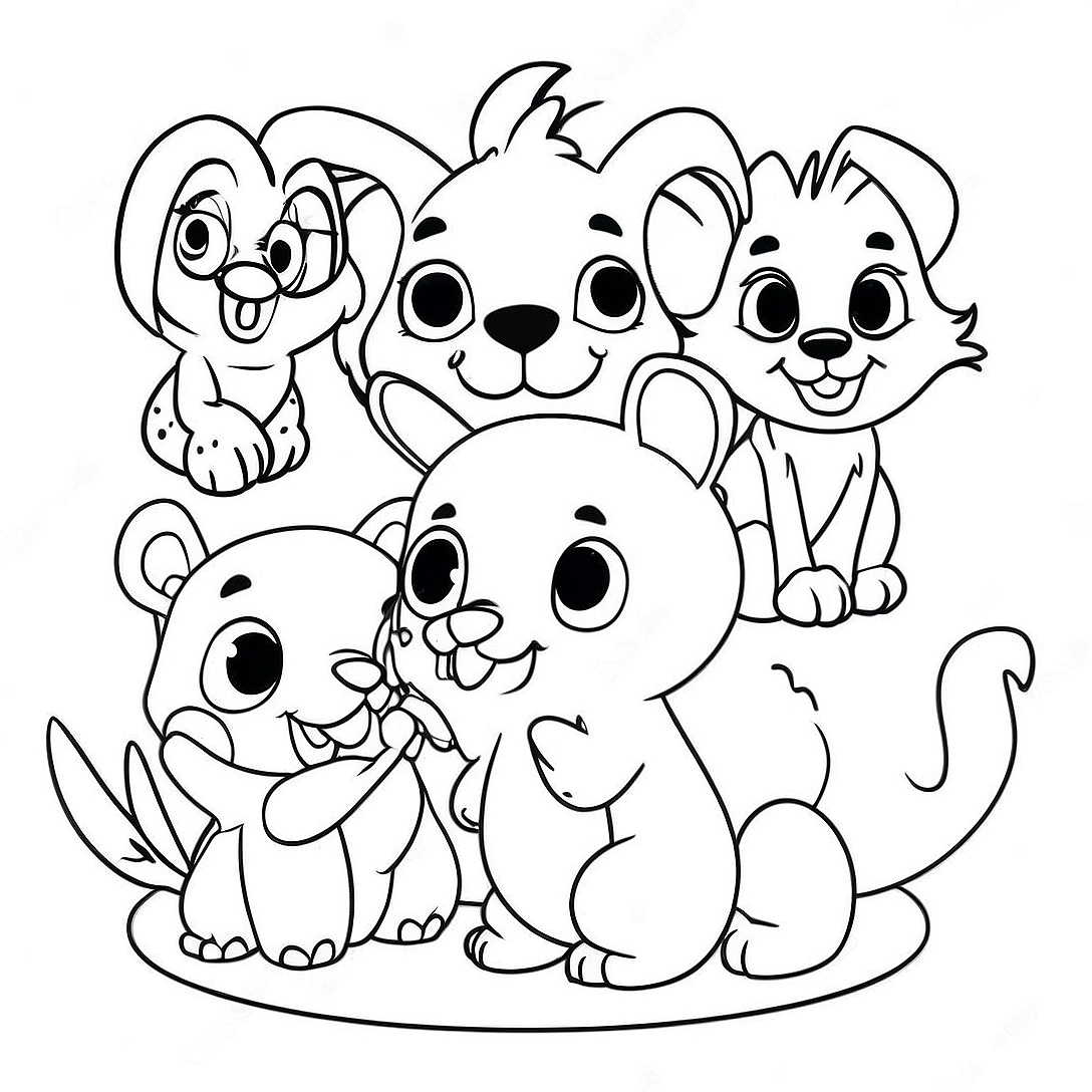 Adorable Disney Animal Friends Coloring Page | Cute Disney coloring page