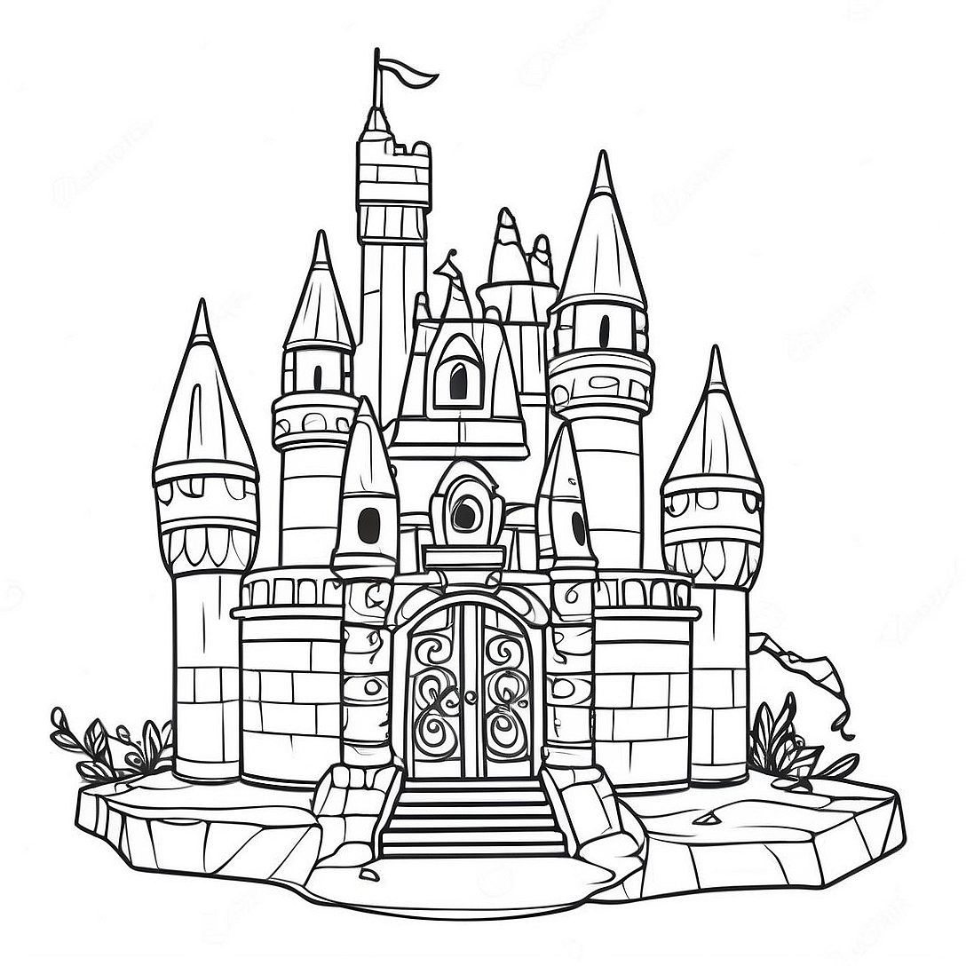 Sparkling Lego Princess Castle Coloring Page | Lego Princess coloring page