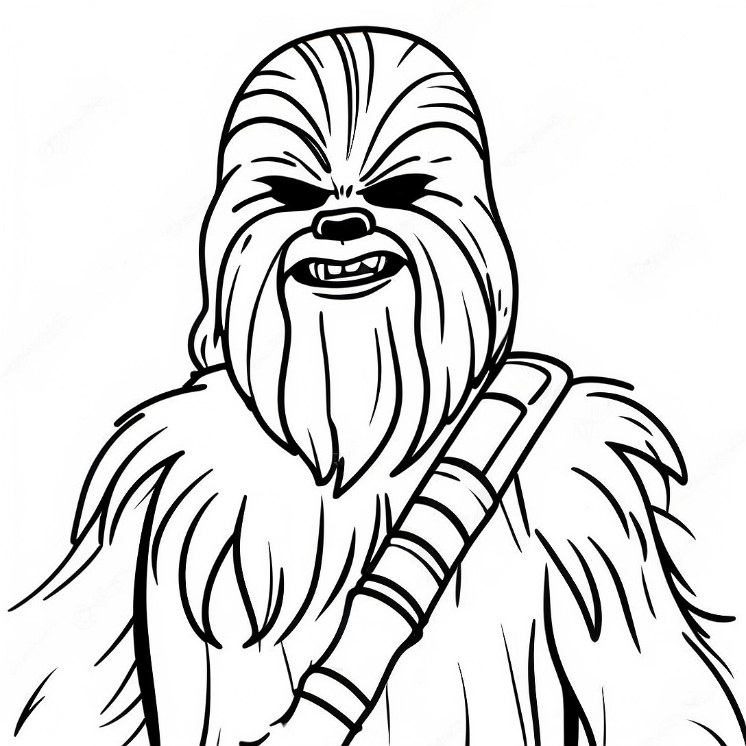 Chewbacca with Bowcaster Coloring Page | Chewbacca coloring page