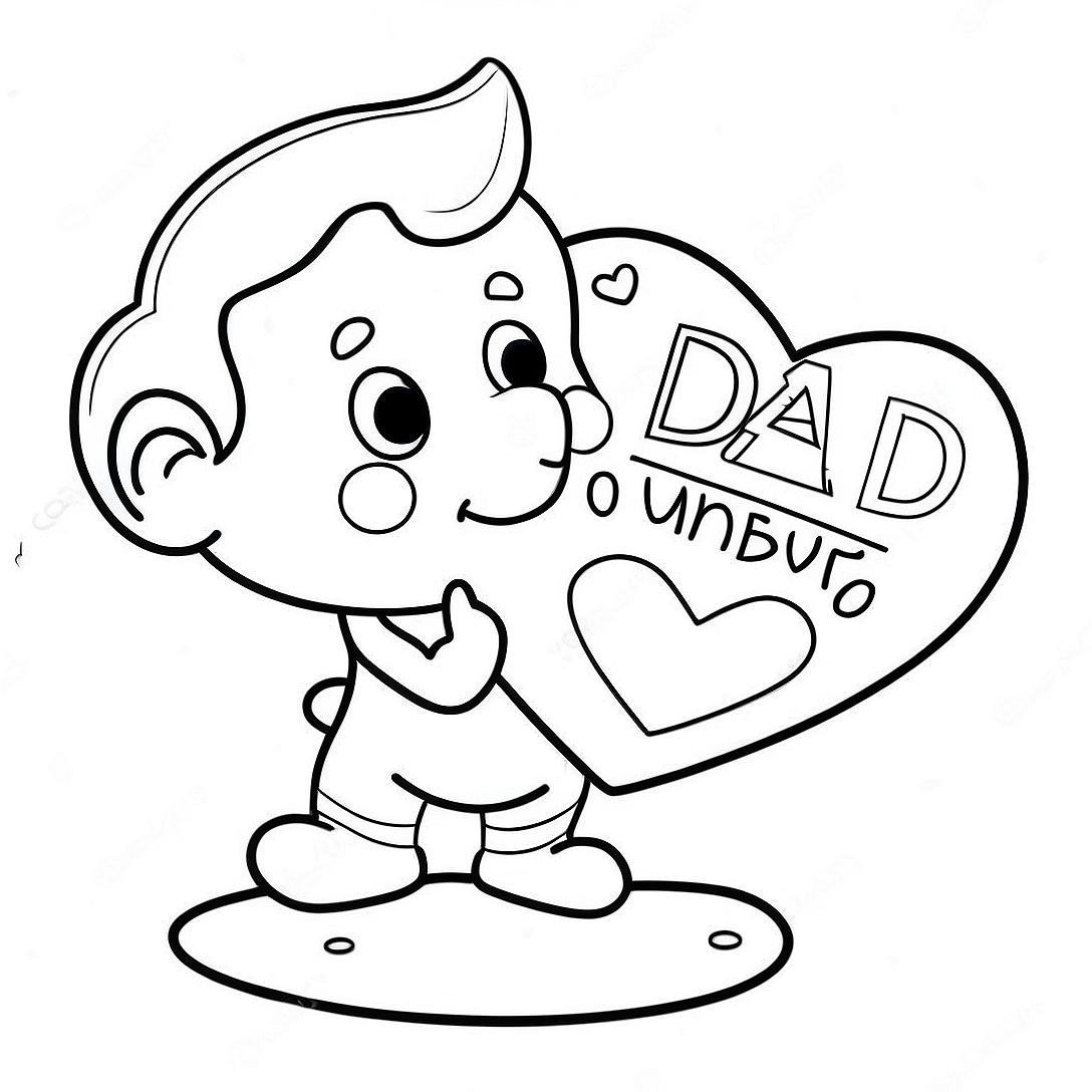 Cute Valentine's Day Dad Coloring Page | Happy Valentines Day Dad coloring page