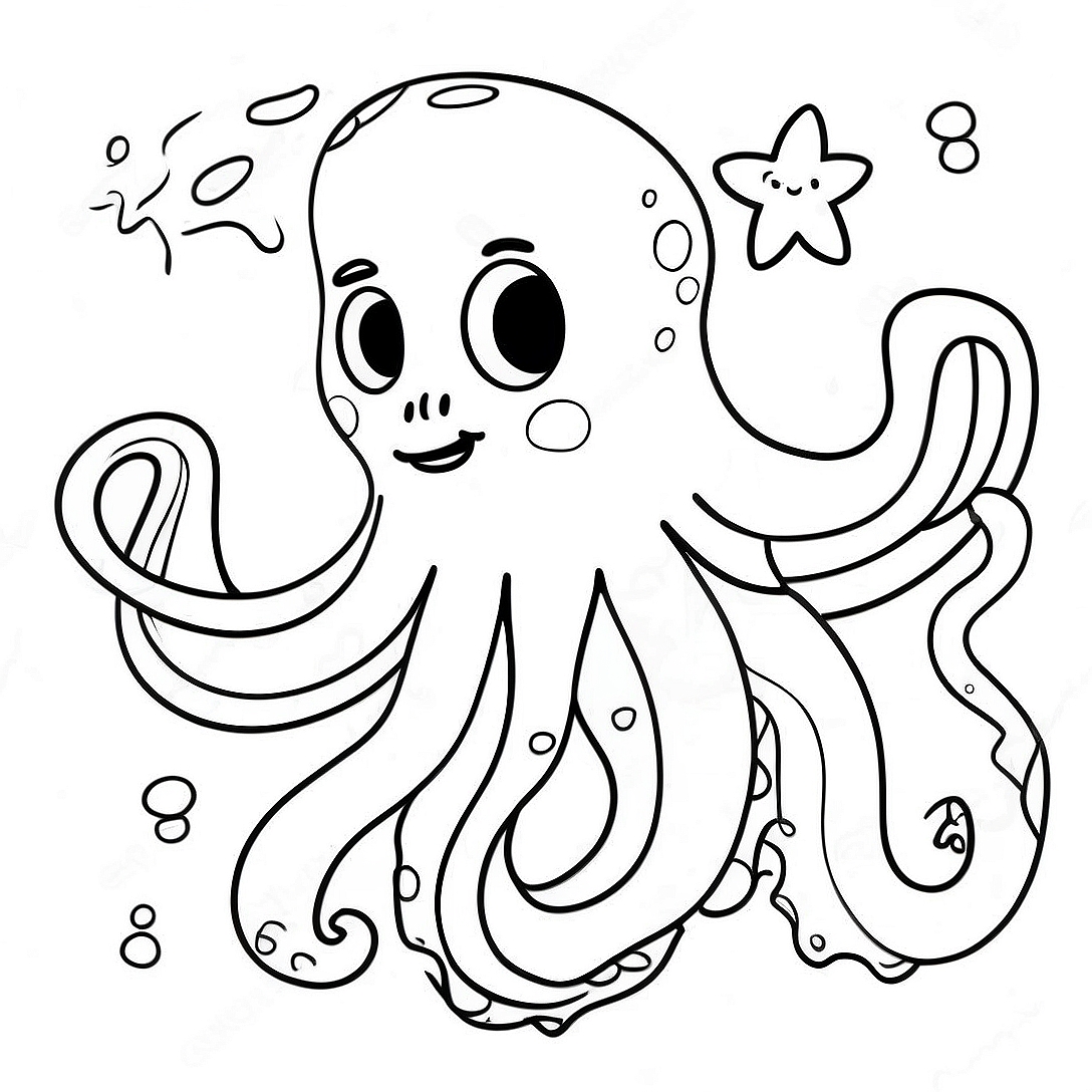 Playful Teenage Kraken Coloring Page | Teenage Kraken coloring page