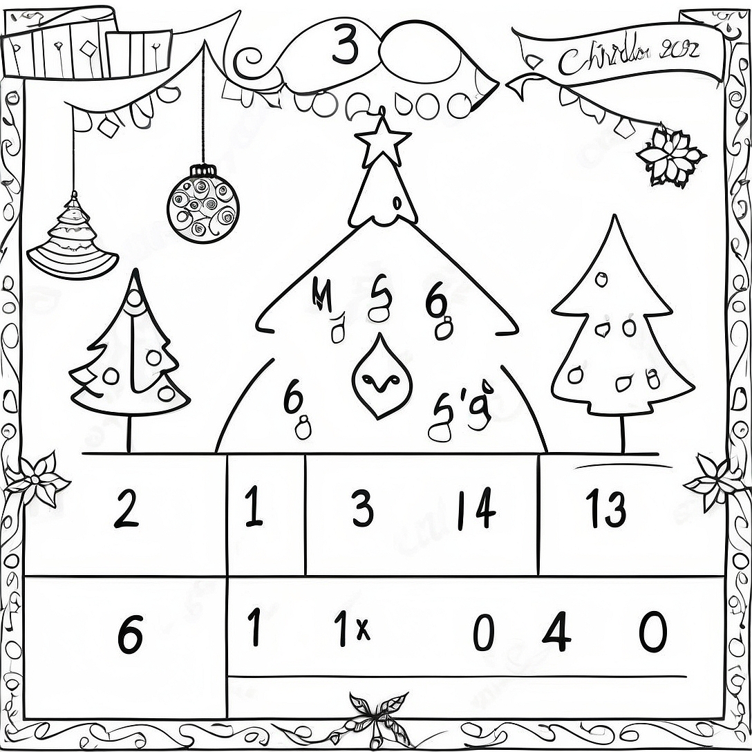 Christmas Countdown Calendar Coloring Page | Christmas Countdown coloring page