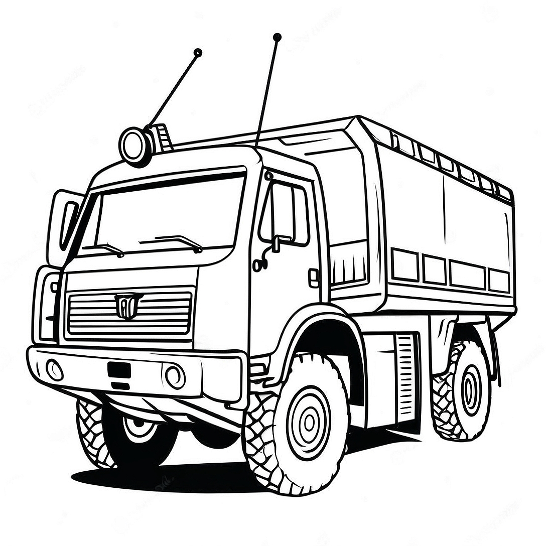 Military Army Truck in Action Coloring Page | Army Truck coloring page