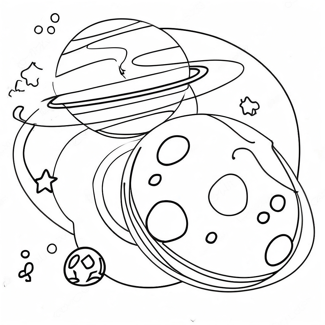 Colorful Planets in Orbit Coloring Page | Solar System coloring page
