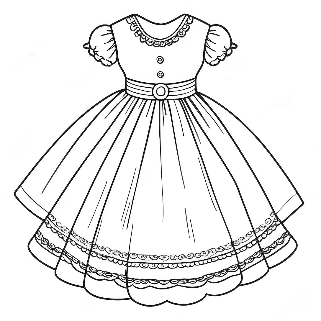 Beautiful Communion Dress Coloring Page | Communion coloring page