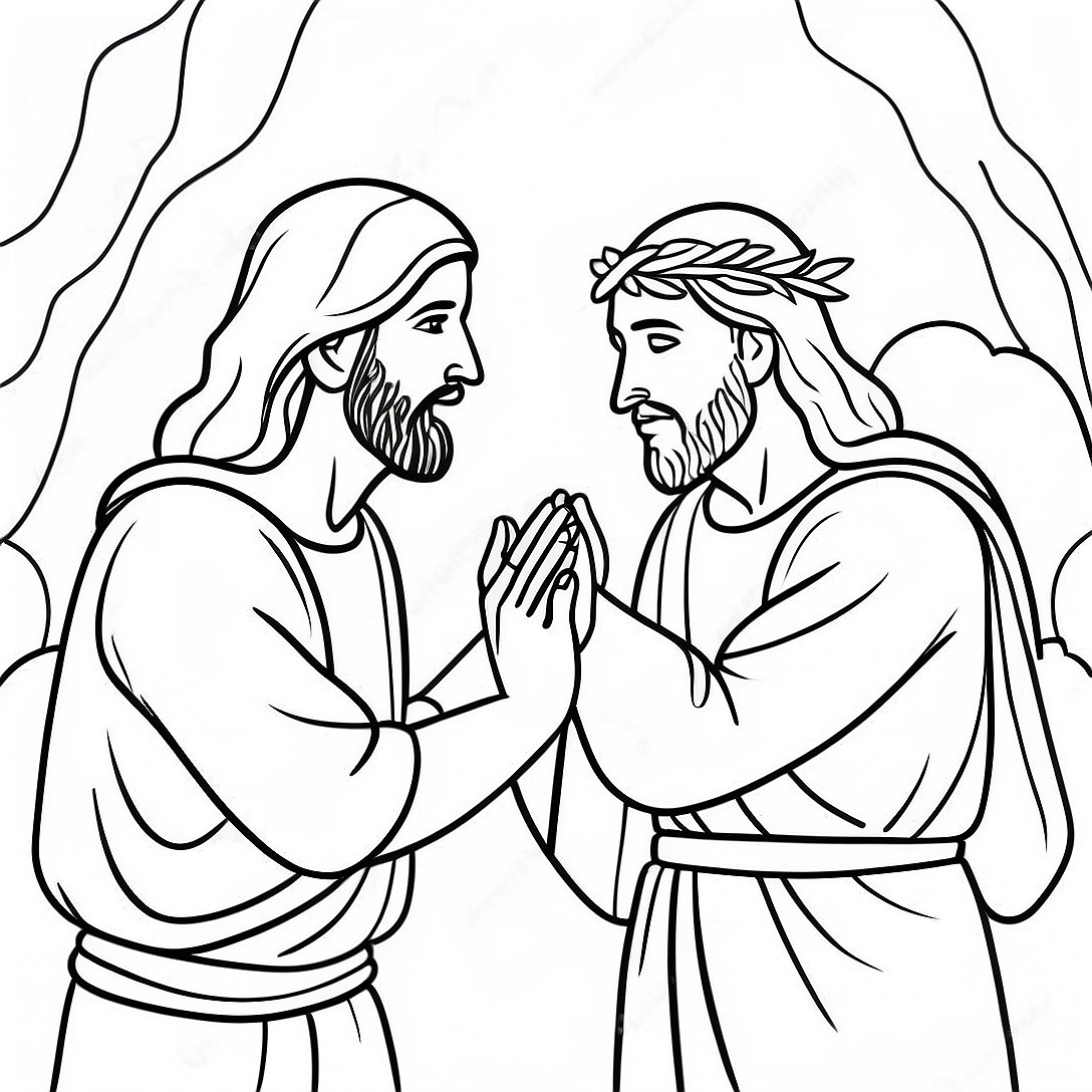 Jesus Touching the Blind Man Coloring Page | Jesus Heals coloring page