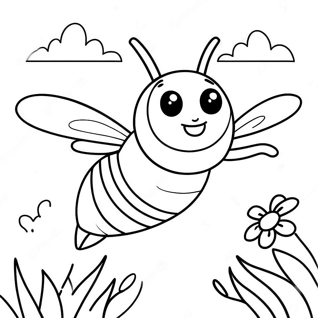 Cute Bumblebee Flying Coloring Page | Bumblebee coloring page