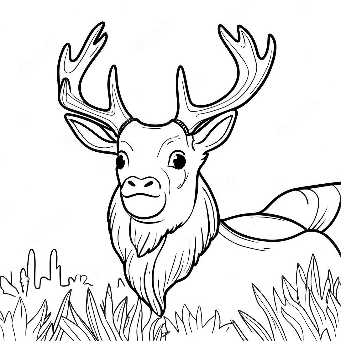 Majestic Buck with Antlers Coloring Page | Buck coloring page