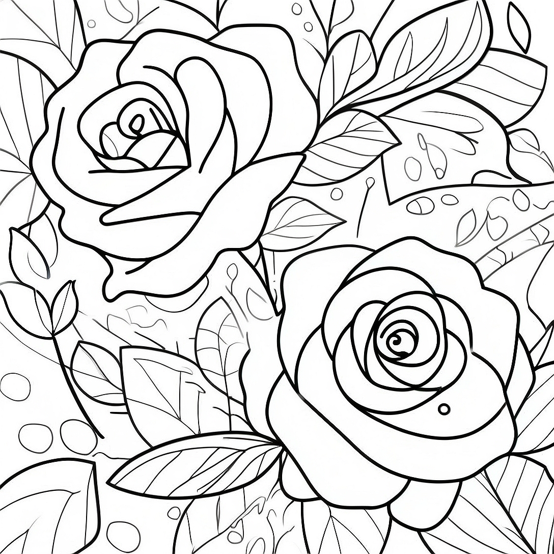 Beautiful Blooming Roses Coloring Page | Roses coloring page