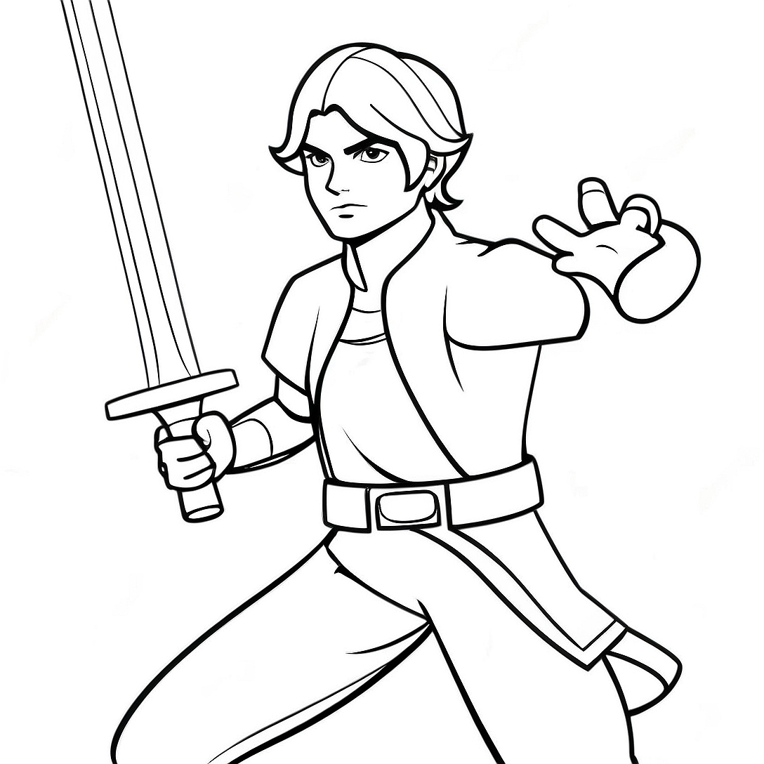 Ezra Bridger with Lightsaber Coloring Page | Star Wars Rebels coloring page