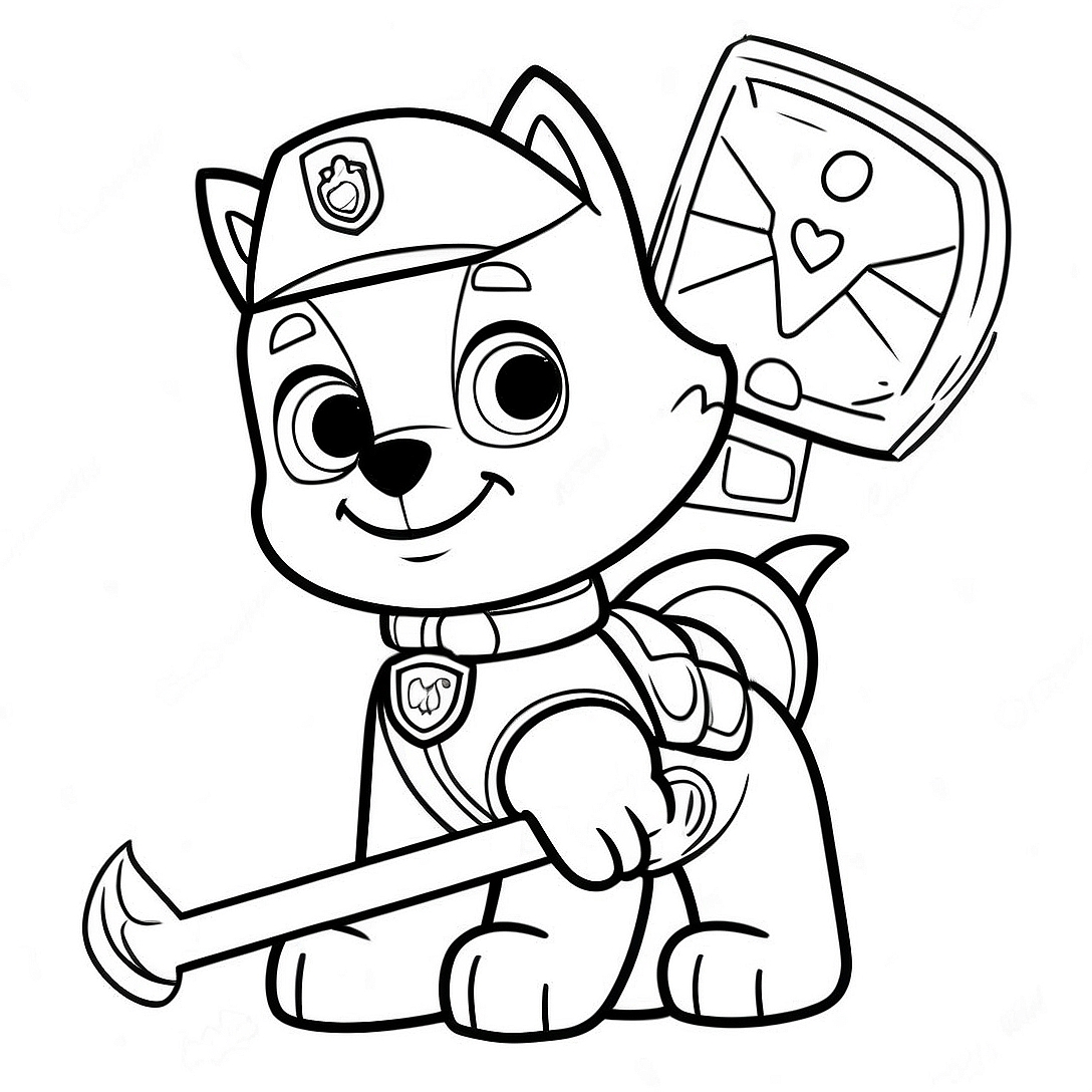 Rocky Paw Patrol with Construction Tools Coloring Page | Rocky Paw Patrol coloring page