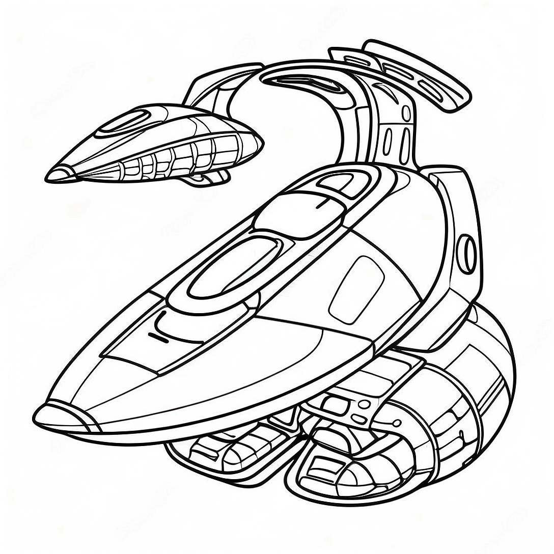 Futuristic Spaceship Coloring Page | Spaceship coloring page