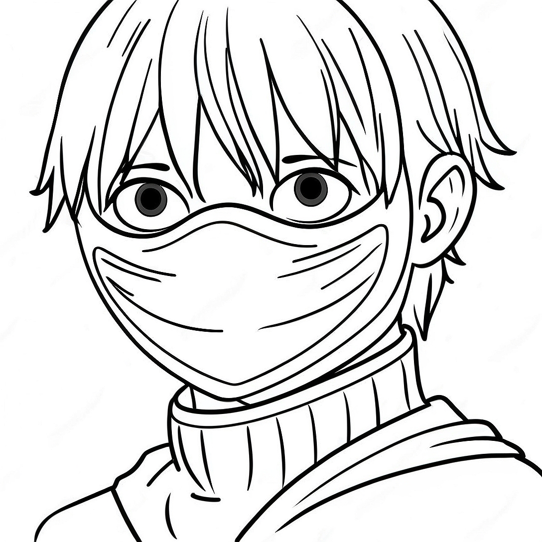 Kaneki Ken in Mask Coloring Page | Tokyo Ghoul coloring page