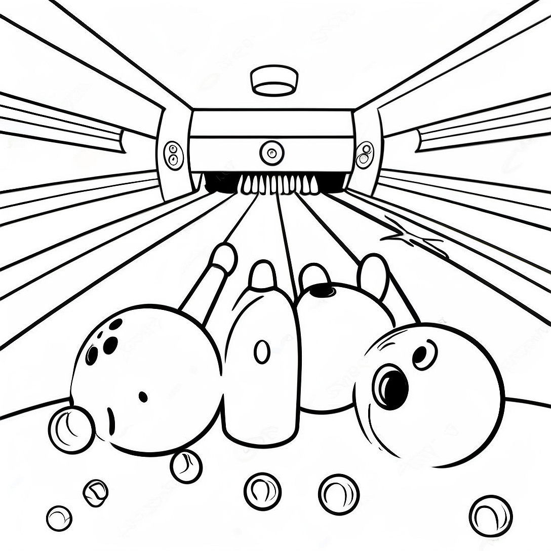 Bowling Alley Scene Coloring Page | Bowling coloring page