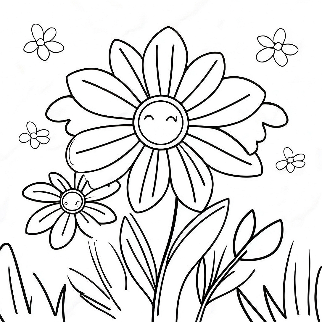 Spring Flowers Coloring Page | April coloring page