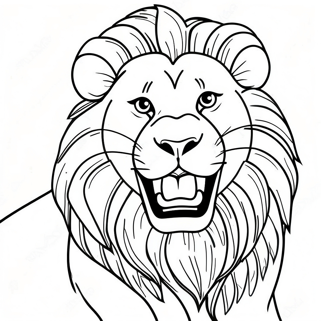 Majestic Lion Roaring Coloring Page | Big Cats coloring page
