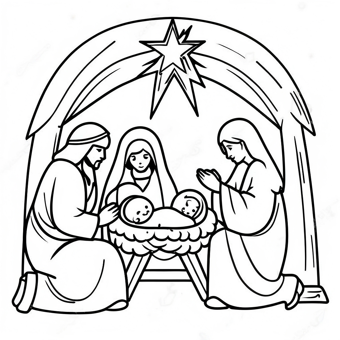 Nativity Scene Coloring Page | Nativity coloring page