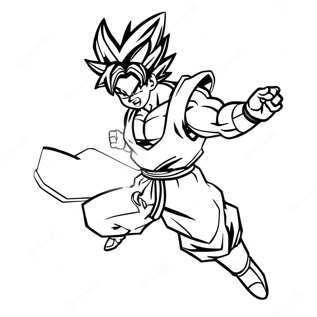 Goku Super Saiyan Blue Flying Coloring Page | Goku Super Saiyan Blue coloring page