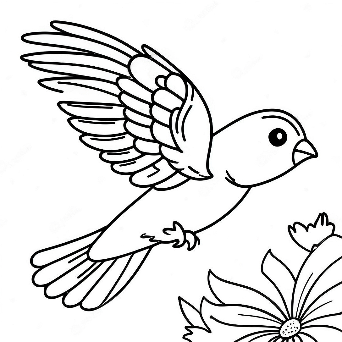 Colorful Bird in Flight Coloring Page | Bird Flying coloring page