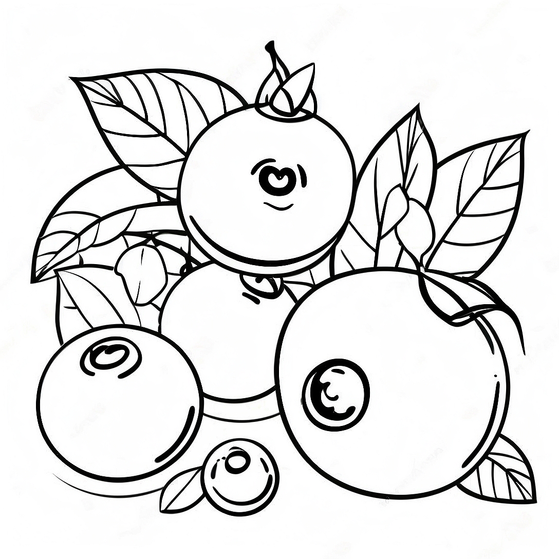 Blueberry Fruit Coloring Page | Blueberry coloring page