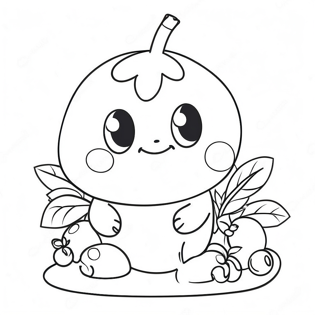 Cute Blueberry Character Coloring Page | Blueberry coloring page