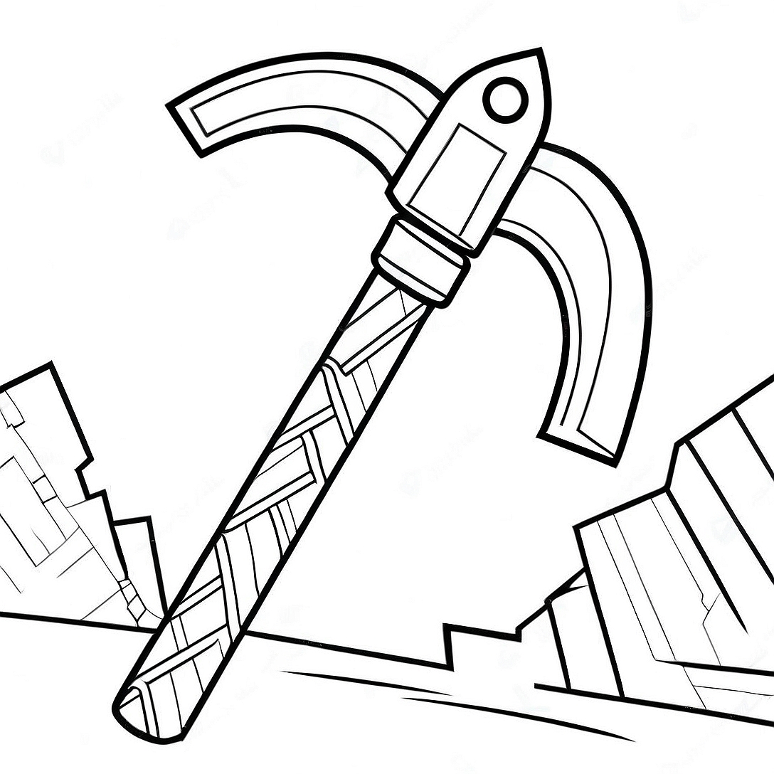 Colorful Minecraft Pickaxe Coloring Page | Minecraft Tools coloring page