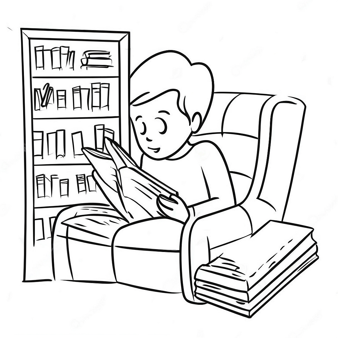 Reading Coloring Page | Reading coloring page