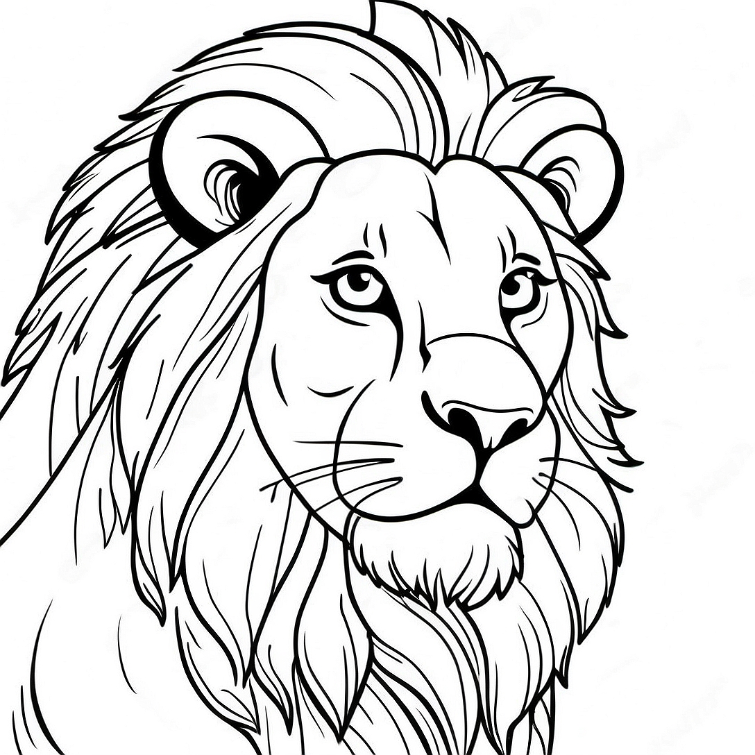 Realistic Lion Portrait Coloring Page | Realistic Lion for Adults coloring page