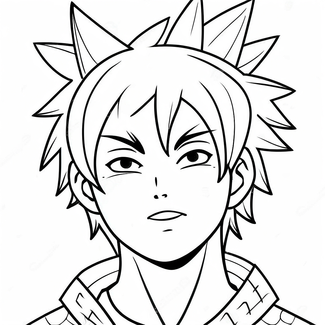 Cool Anime Boy with Spiky Hair Coloring Page | Anime Boy coloring page