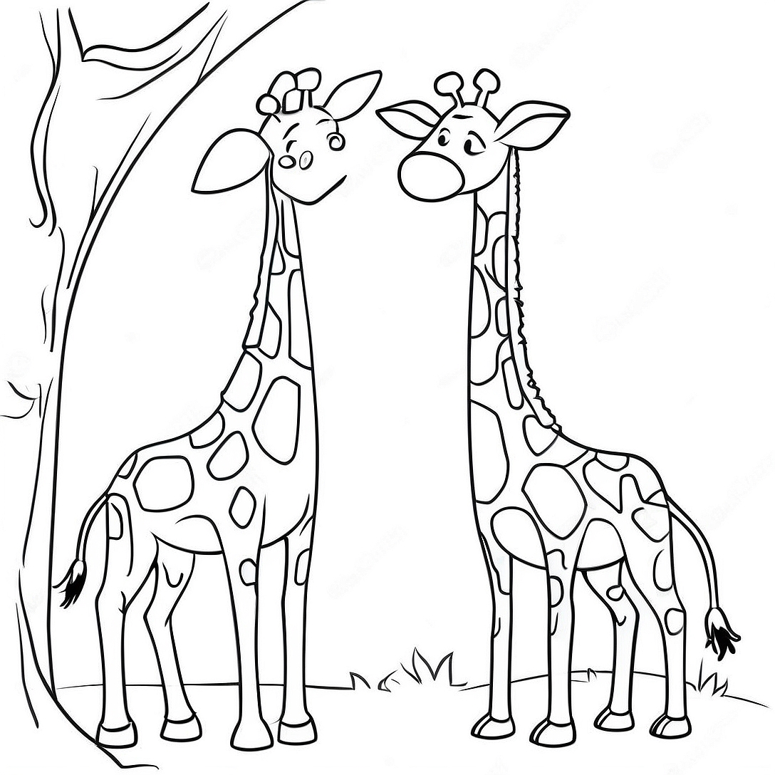 Realistic Giraffe Coloring Page | Realistic Giraffe coloring page