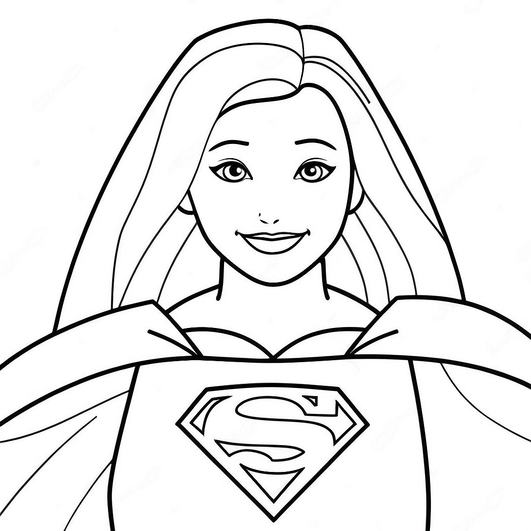Supergirl with a Cape Coloring Page | Supergirl coloring page
