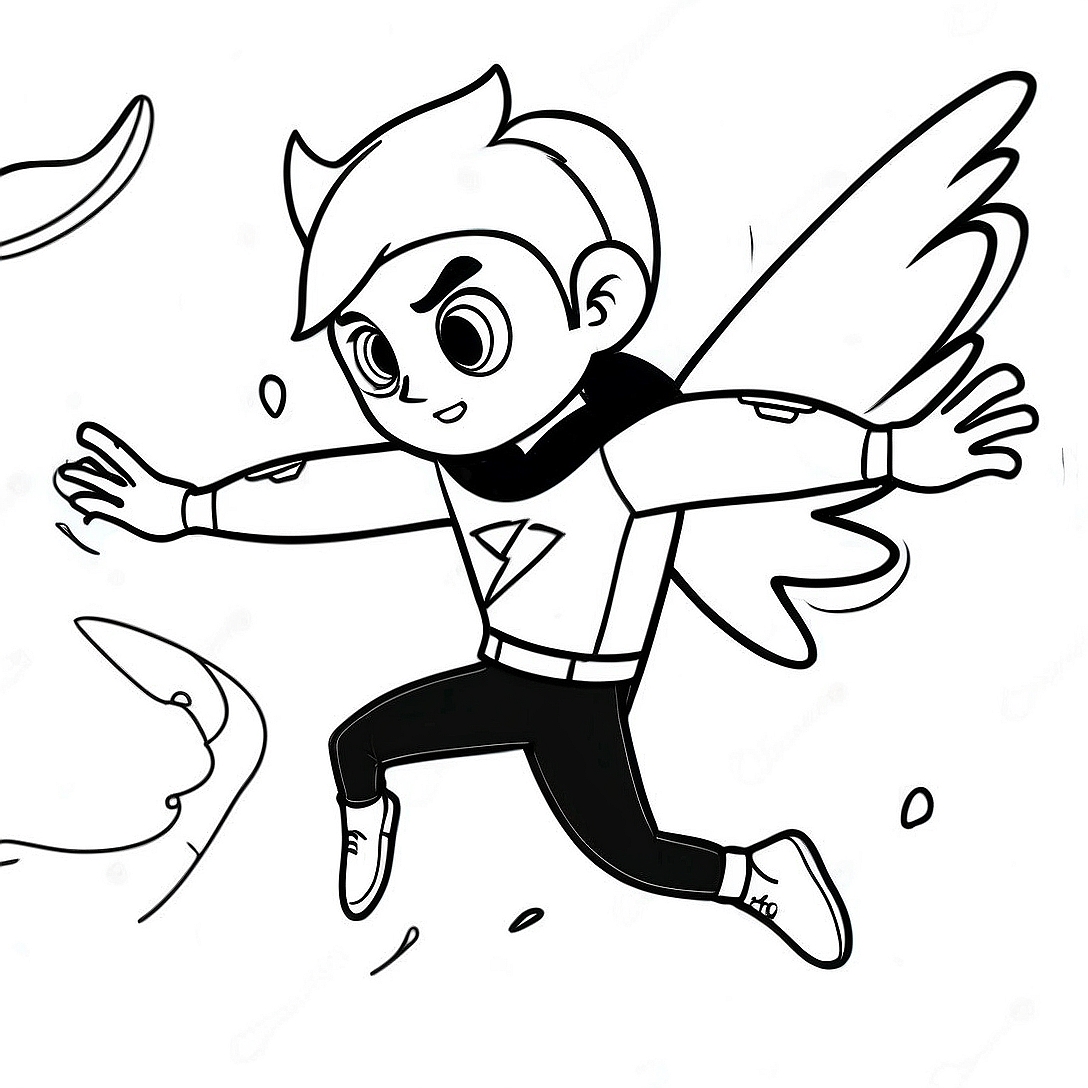 Danny Phantom Flying in Ghost Form Coloring Page | Danny Phantom coloring page