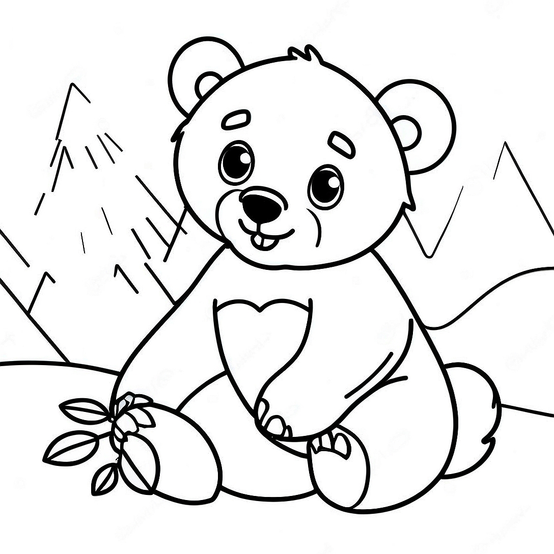 Cute Grizzly Bear Cub Coloring Page | Grizzly Bear coloring page