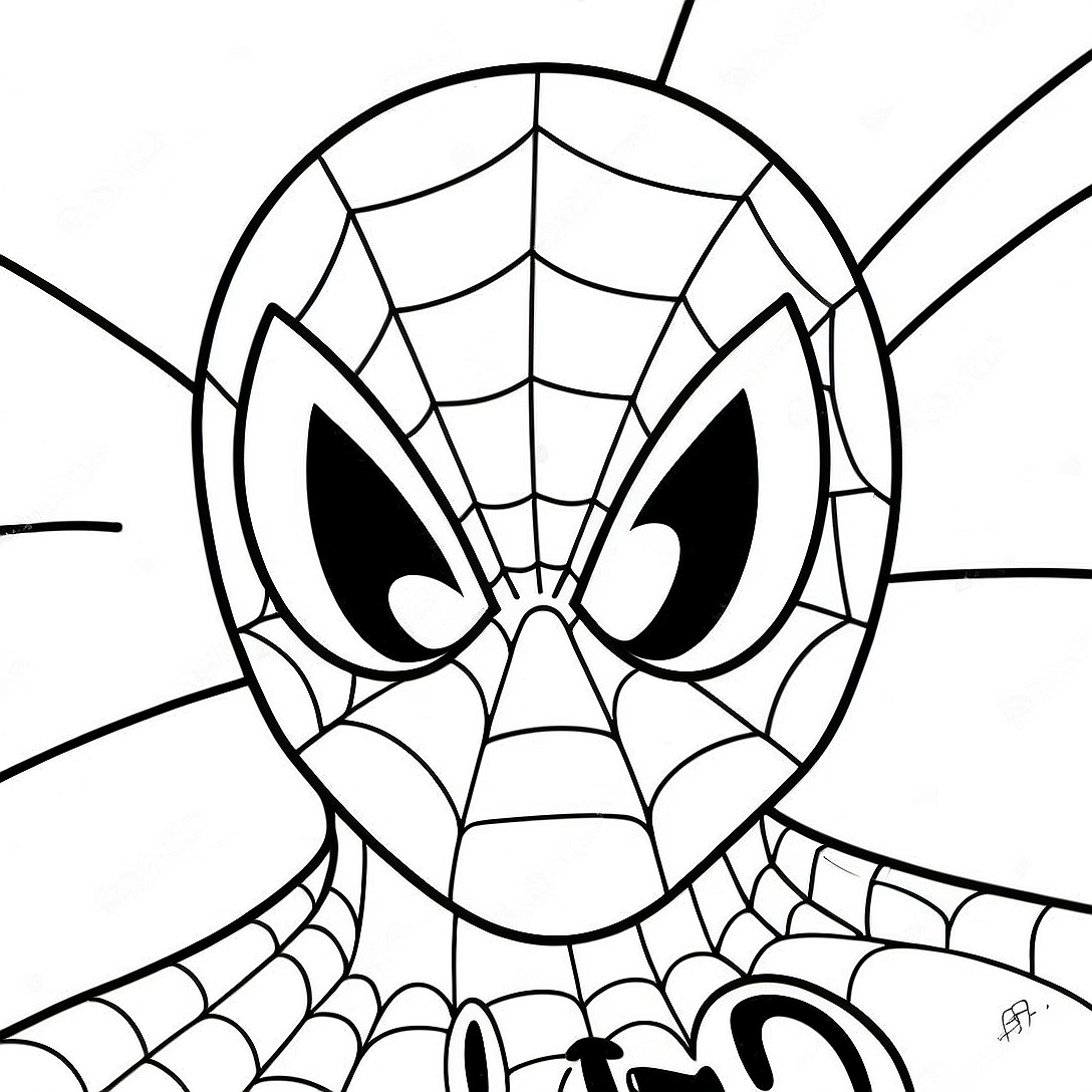 Friendly Spiderman Face Coloring Page | Spiderman Face coloring page