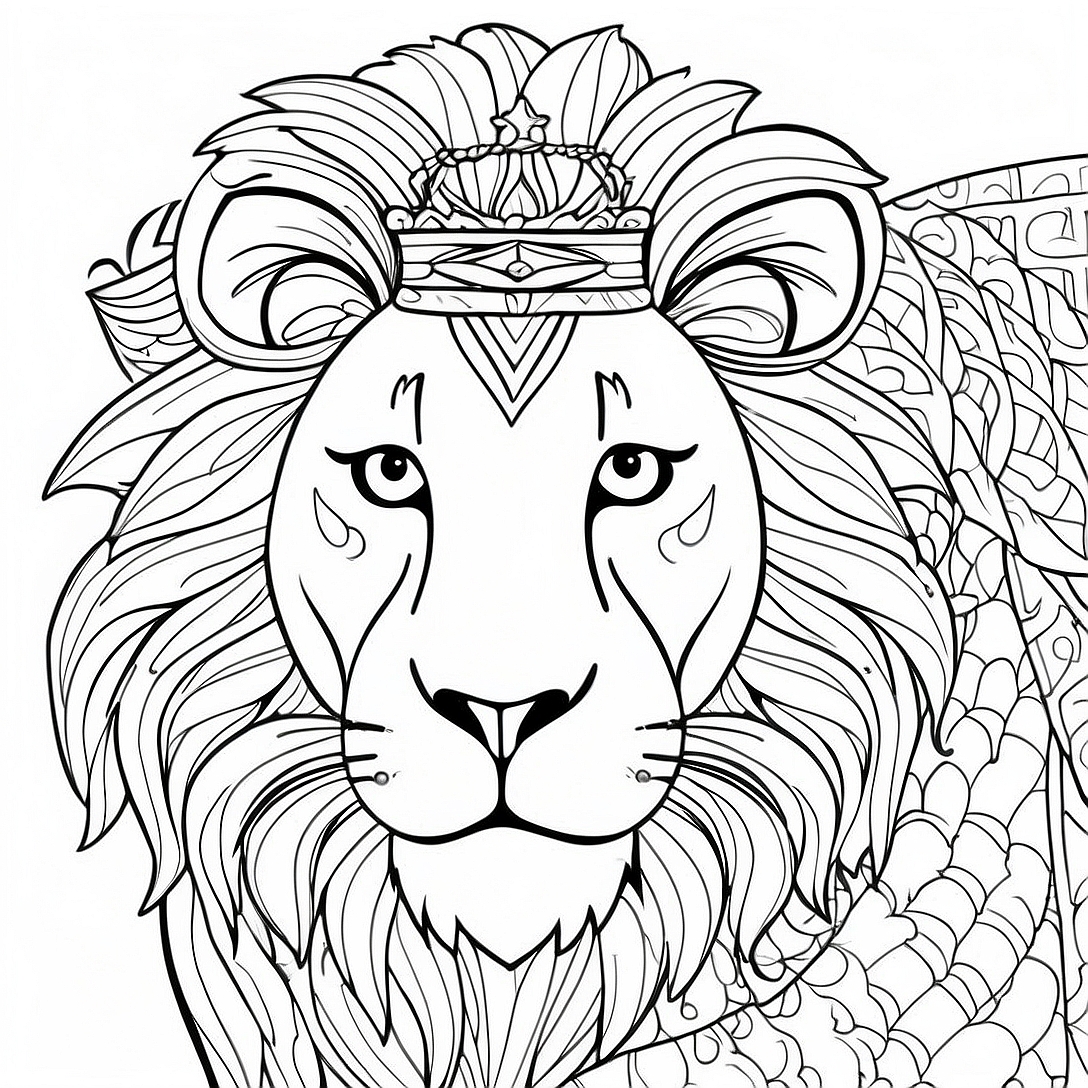 Detailed Lion Coloring Page | Hard Animals coloring page