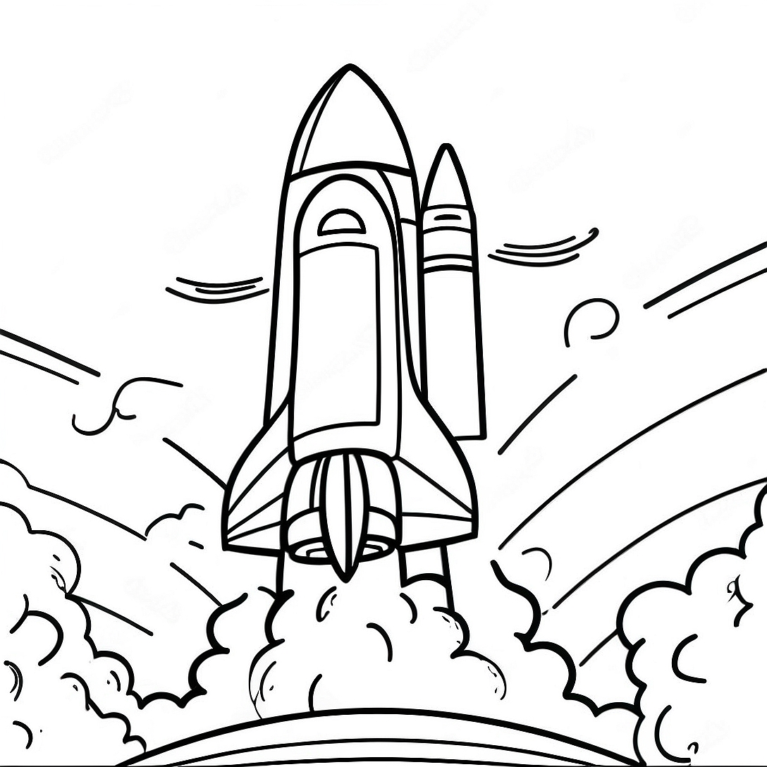 Space Shuttle Launching into the Sky Coloring Page | Space Shuttle coloring page