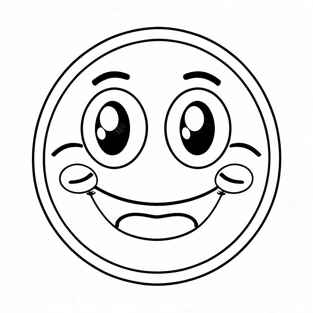 Happy Emoji Face Coloring Page | Emoji coloring page