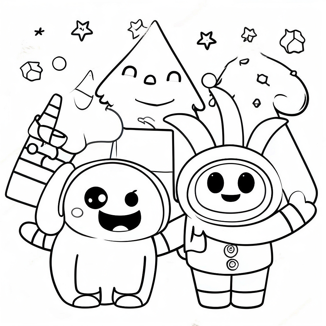 Festive Among Us Characters Coloring Page | Christmas Among Us coloring page