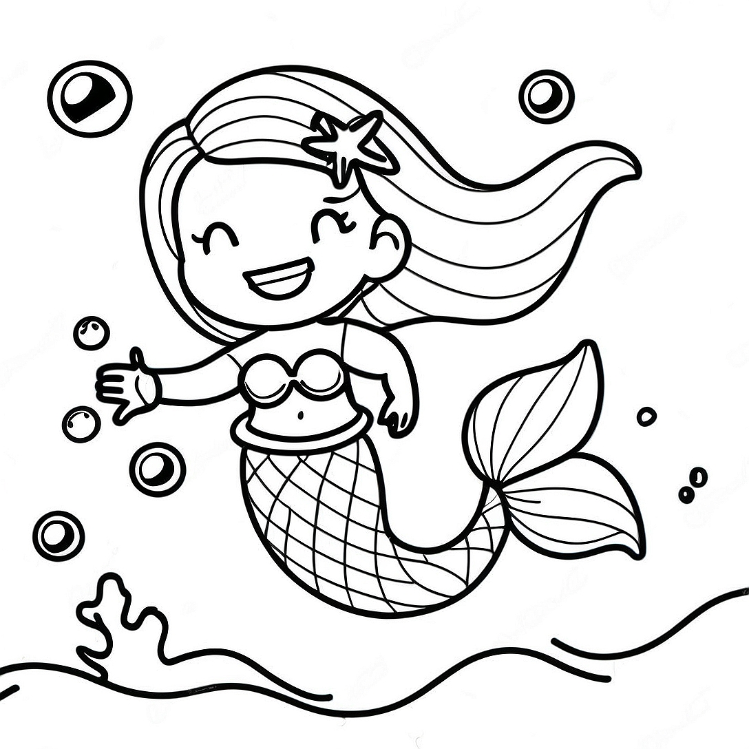 Black Mermaid Underwater Scene Coloring Page | Black Mermaid coloring page