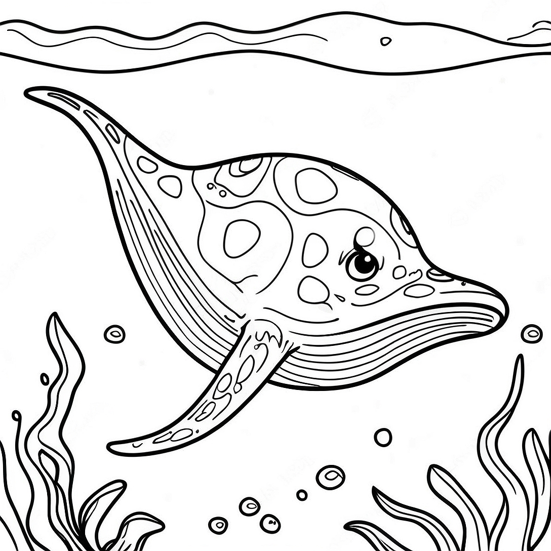 Sting Ray Swimming Gracefully Coloring Page | Sting Ray coloring page