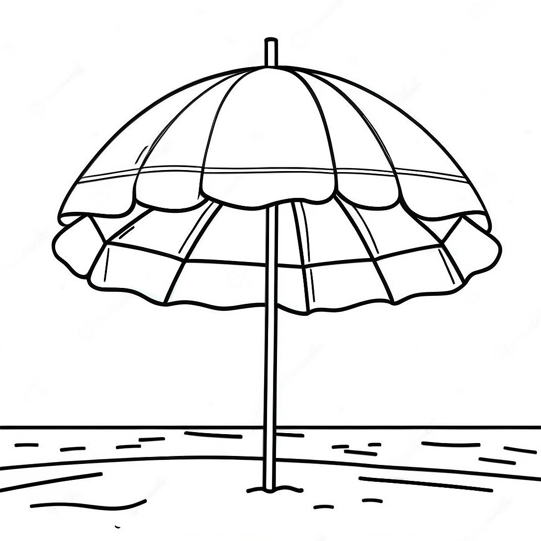 Colorful Beach Umbrella Coloring Page | Beach Summer coloring page