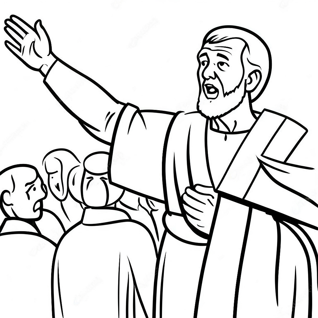 Apostle Paul Preaching Coloring Page | Apostle Paul coloring page
