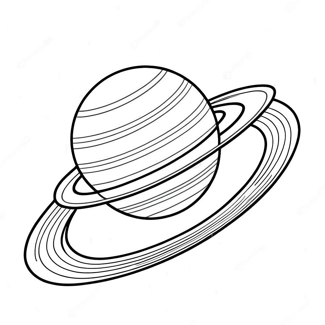 Colorful Saturn with Rings Coloring Page | Saturn coloring page