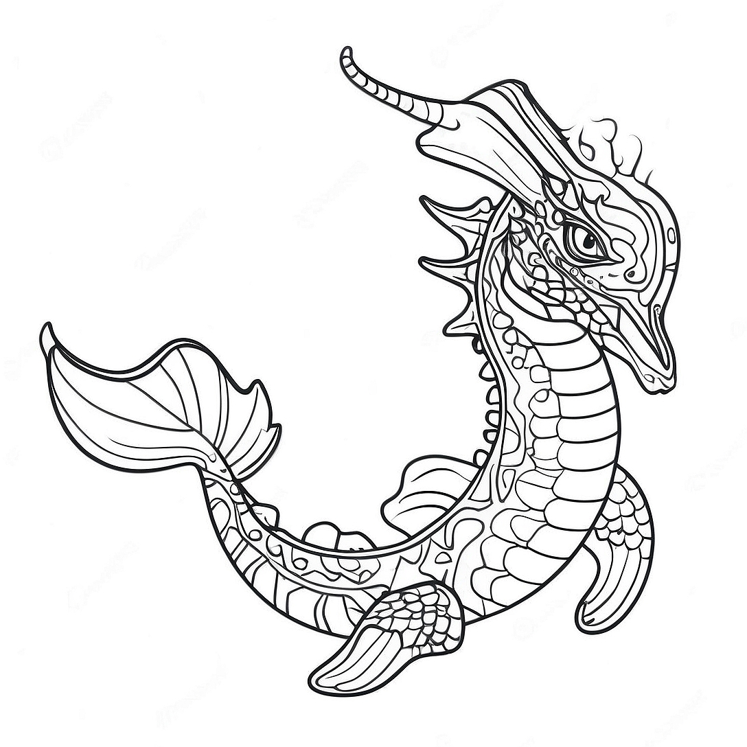 Majestic Sea Dragon Swimming Coloring Page | Sea Dragon coloring page