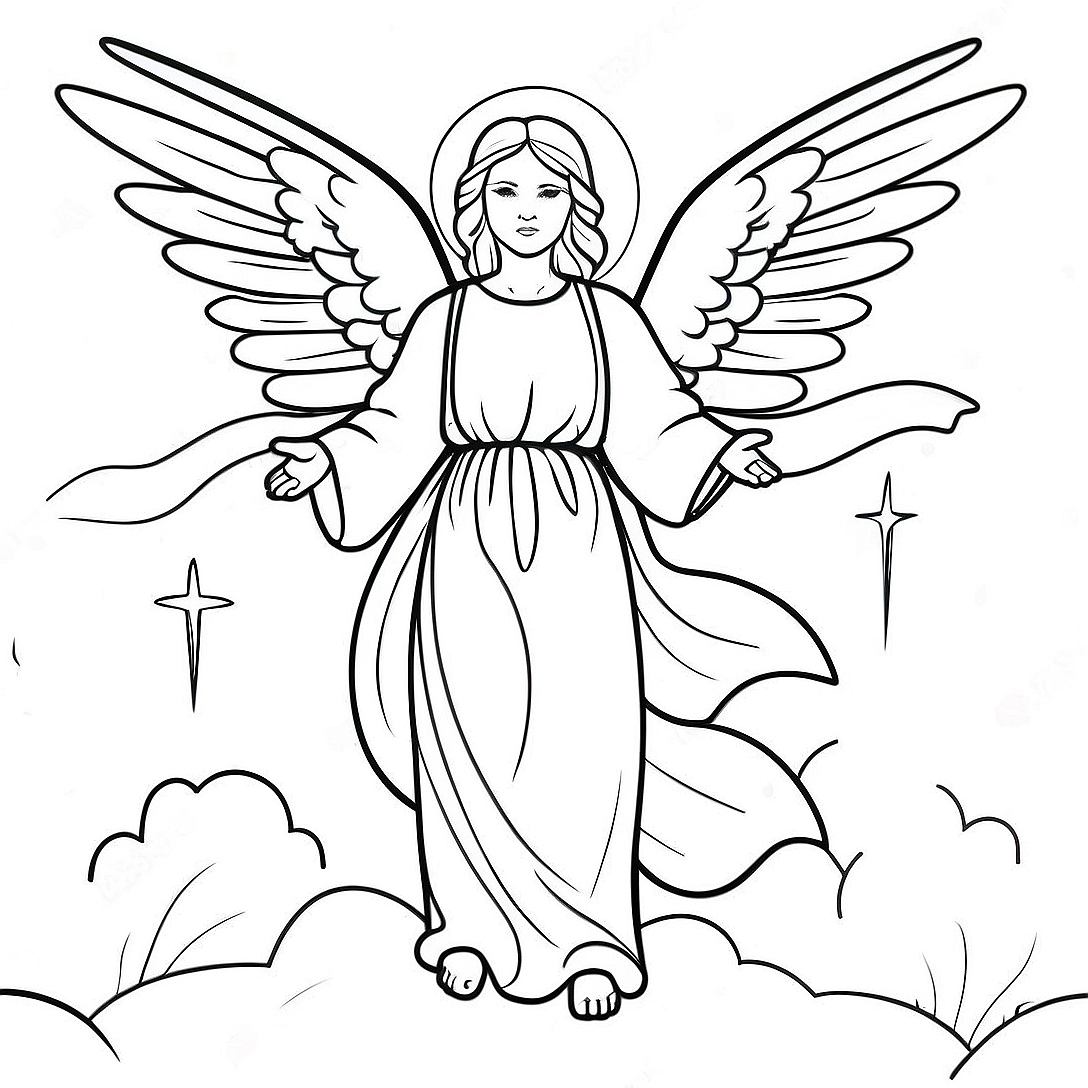 Angelic Beings in Revelation Coloring Page | Pages of Revelation coloring page