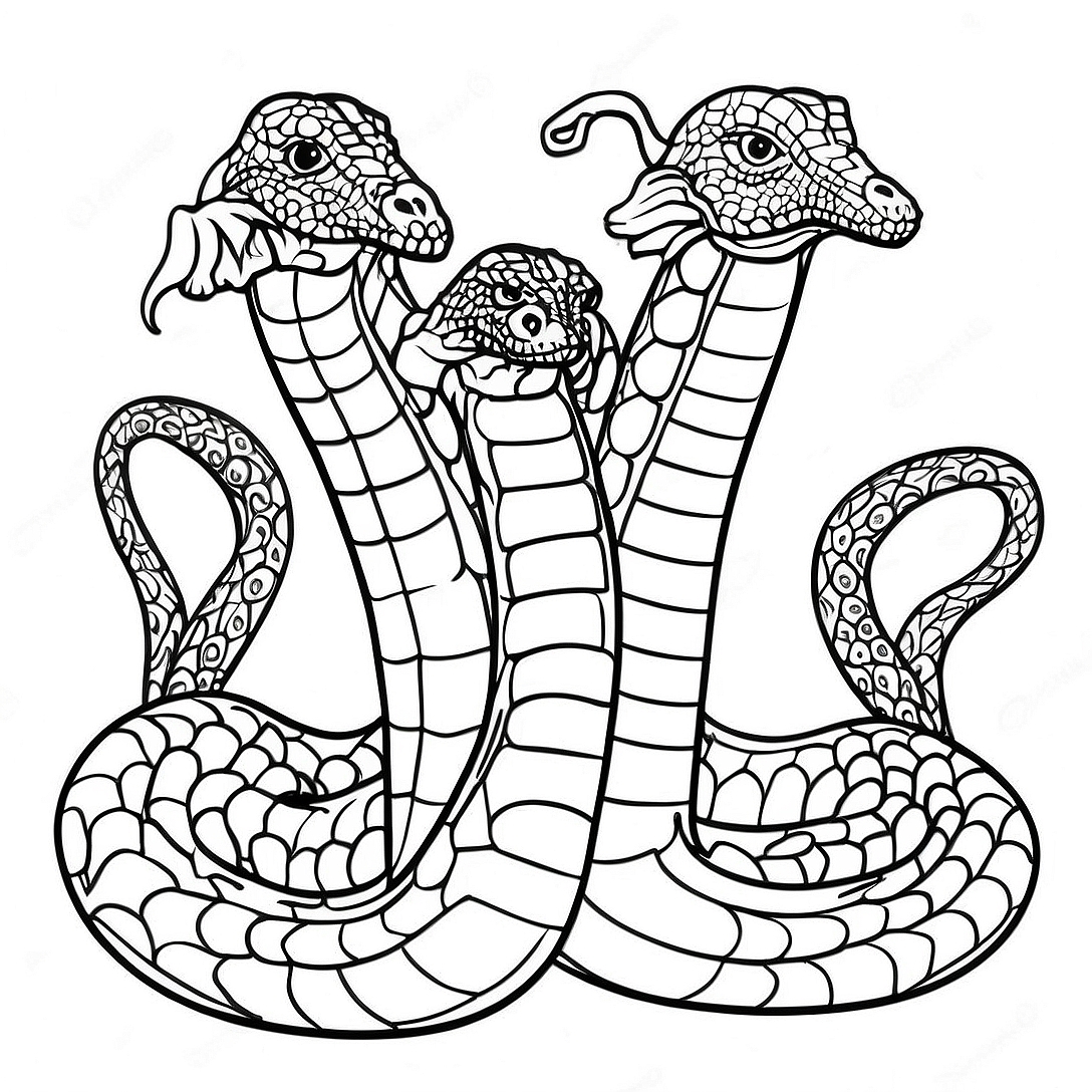 Three-Headed Hydra Coloring Page | Hydra coloring page