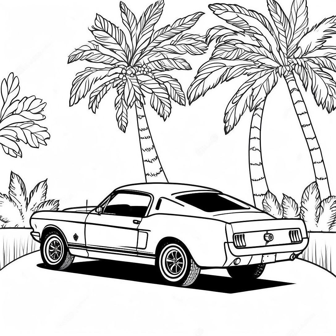 Ford Mustang Classic Car Coloring Page | Ford Mustang coloring page
