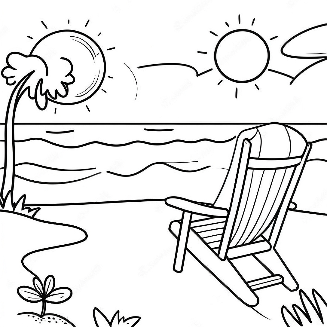 Sunny Beach Day Coloring Page | Summer Fun for Preschoolers coloring page