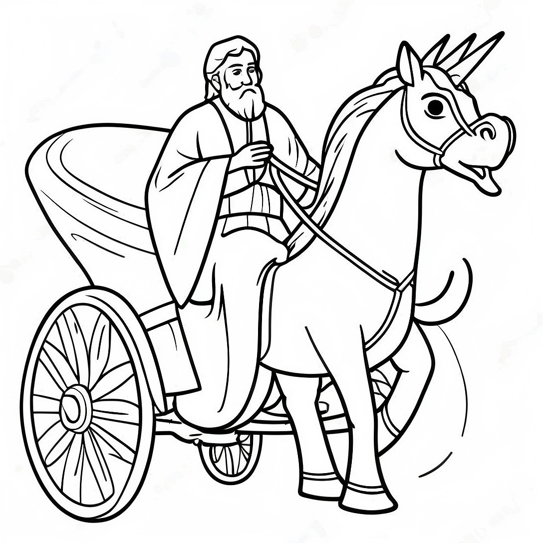 Elijah with Fiery Chariot Coloring Page | Elijah coloring page