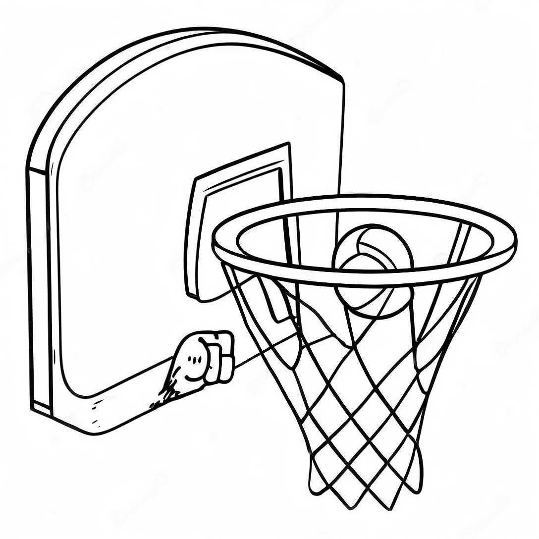 Basketball Hoop with Colorful Ball Coloring Page | Basketball Hoop coloring page